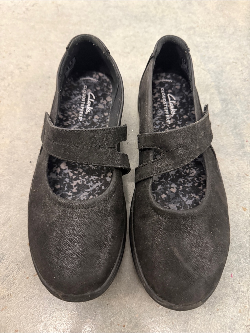 Clarks Black Suede Mary Jane Cross-Strap Dress Shoes